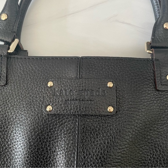 Kate Spade New York Black Pebbled Leather Tote Purse - Picture 3 of 13
